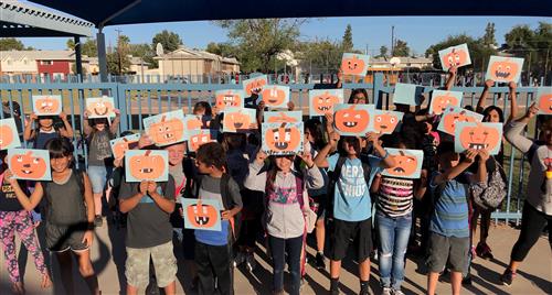 Students display their pumpkin art. Students display their pumpkin art.