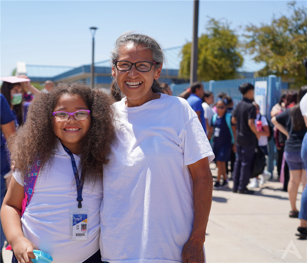  Student and parent smiling 